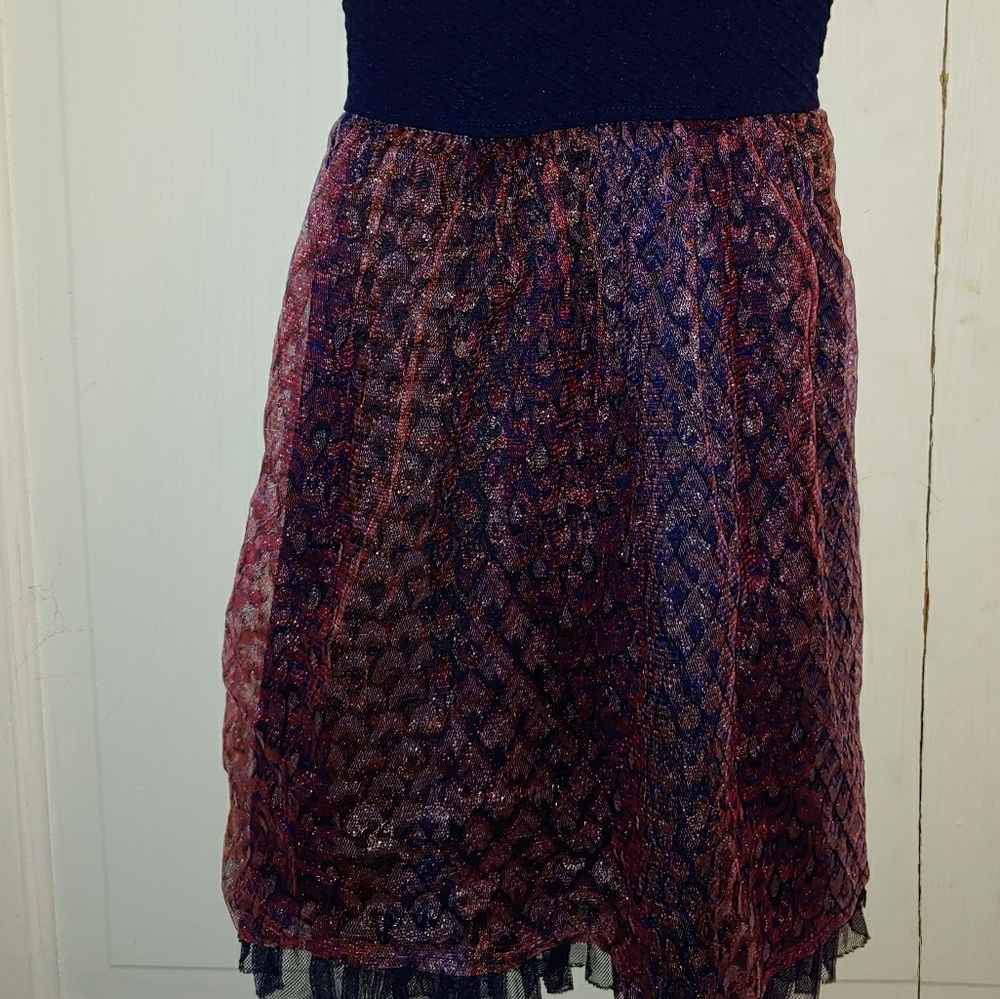 Girls size 6 navy / peacock dress